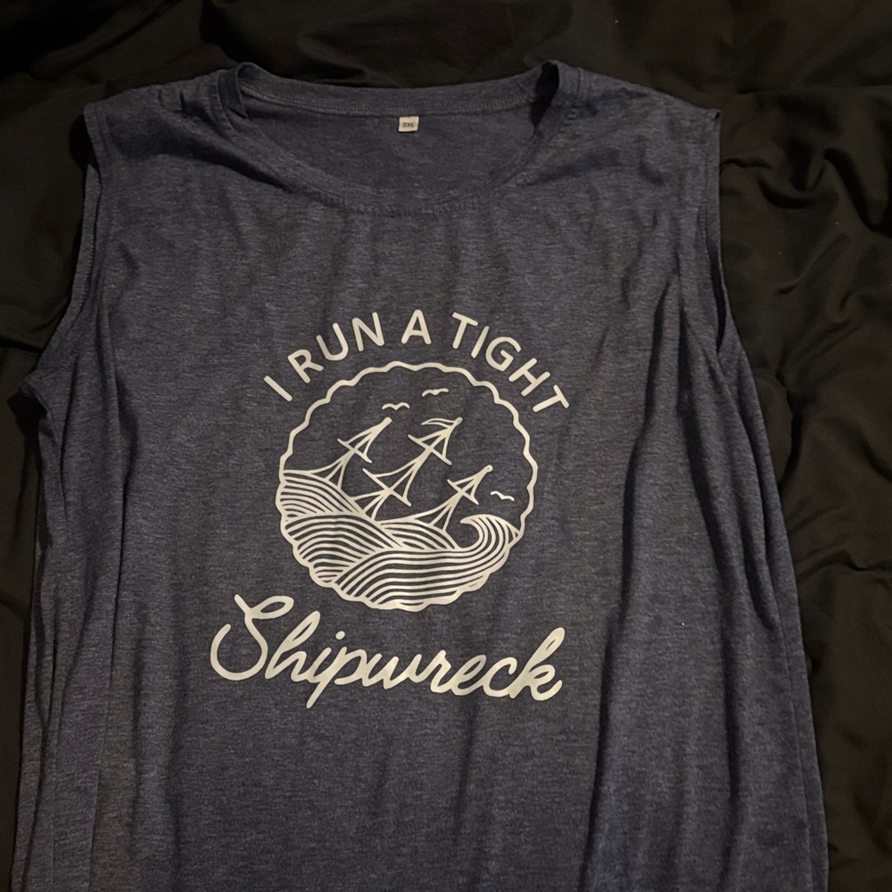 SHEIN Navy Blue Graphic Tank Top